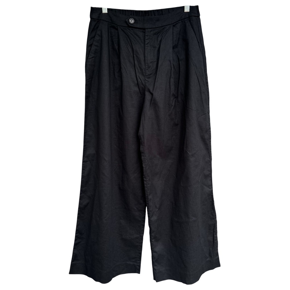 Banana Republic Black Linen Blend High Rise Wide Leg Pleated Pants 6